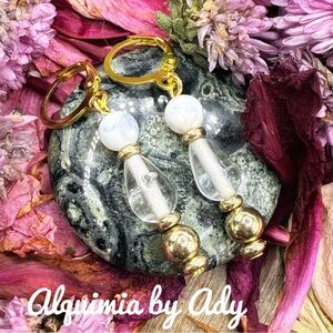 Vintage gold and white agate statement Beaded earrings